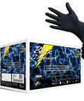 Heavy Duty 6 Mil Nitrile Gloves Powder Free Disposable Exam and Work Gloves for Mechanic Cleaning Tattoo Medical and Industrial Safety Black Large 1000 Count Chemical Resistant Food Safe box with hand model.