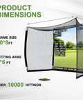 10x8 Ft Golf Practice Net With Impact Screen And Mat, Beefy Steel Frame, Side and Screen View, Indoor Simulator Training Setup