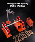 Heavy Duty Pipe Turning Rolls 2205 Lbs Capacity With Smooth Linkage Roller System Adjustable Wheel Range For Welding Positioner And Tank Support Equipment Making Jobs Easier, showcasing welding setup and rollers.