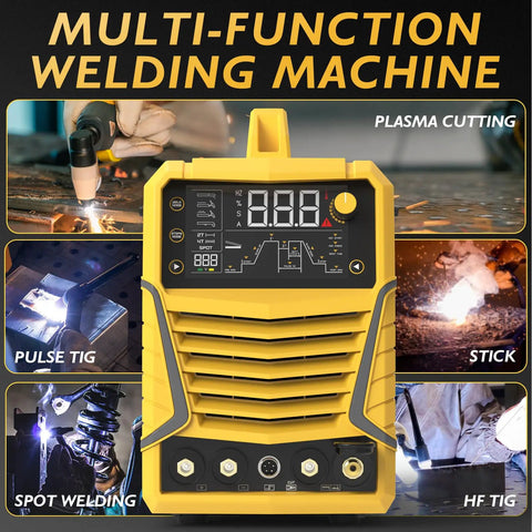 5 In 1 Portable Welding Machine With Cut HF TIG Pulse TIG Spot Weld And Stick, 50A Plasma Cutter, 200A TIG Welder, 180A Stick