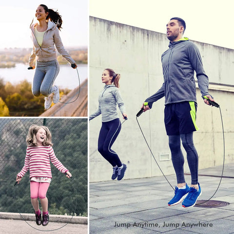 People using Tangle Free Rapid Speed Jump Rope With Ball Bearings And Steel Cable, Adjustable Length, for cardio training.