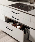 Step Up Your Game With These 10 Pack 5 Inch Matte Black Cabinet Pulls Rocking A Slick Dark Finish Perfect For Heavy Duty Drawer Handles And Cupboards Lifetime Warranty Included on kitchen drawers.