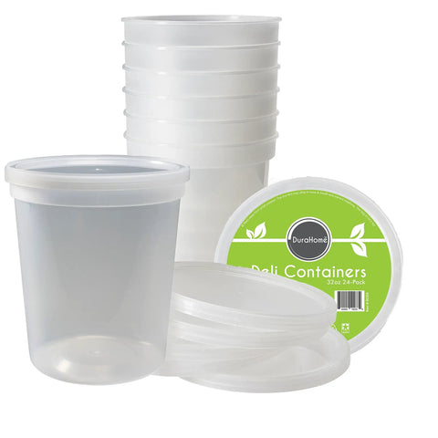 32 Oz Deli Style Food Storage Containers With Lids Pack Of 24 For Grab And Go Takeout And Meal Prep Leak Proof Freezer Safe