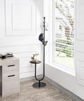 Freestanding Coat Rack With Table And Six Hooks, Corner Coat Tree With Built Tough Marble Base, Stable Coat Rack Stand, office corner