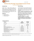 Product sheet for Extreme Duty Red High Temp #2 Multi-purpose Grease with applications and characteristics listed.