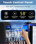 3.2 Cu Ft Beverage Refrigerator With Adjustable Temperature Control, 130 Can Capacity For Soda Beer And Wine, Energy Efficient Quiet Operation, Interior LED Light, Party Ready Home Office Mini Fridge Black with digital touch control panel display