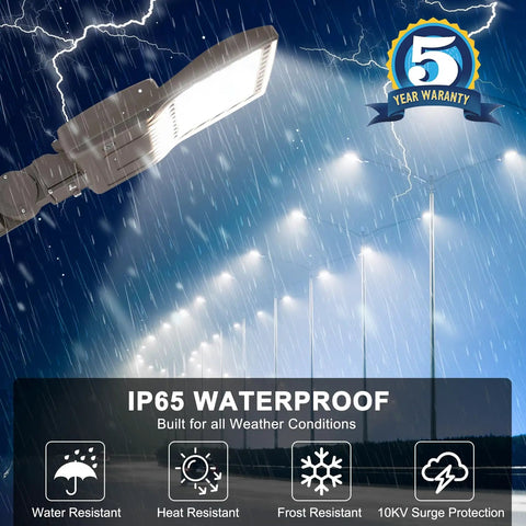 150W LED Parking Lot Light 21000 Lumens 5000K Cool White Shoebox Style Outdoor Street Light in rain, IP65 waterproof