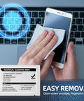 Person using Grab-and-Go Multi-Purpose Nonwoven Cleaning Wipes 5.7 By 5.9 Inches on smartphone, laptop in background.