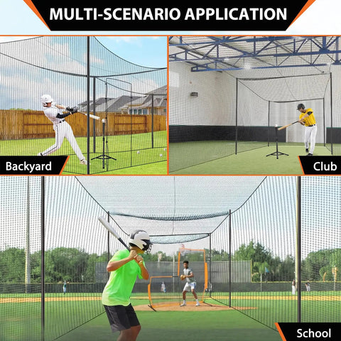 Batting Cage Netting For Backyard Or Garage Use 10x10x35 Ft Or 12x12x55 Ft No Frame Included Baseball And Softball Cage Netting