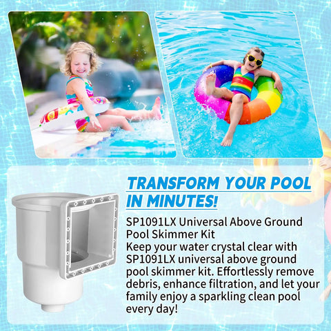 Universal Above Ground Pool Skimmer Kit With Accessories For Standard 6 Inch Wall Openings Replaces SP1090 SP1091ES SP1095ES