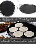 13.5 Inch Carbon Steel Nonstick Round Comal With Metal Handles Durable Black Pan For Tortillas Searing And Everyday Cooking