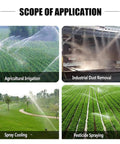 Scope of application for 2-Inch Impulse Impact Sprinkler For Farm Irrigation, showing agricultural and industrial uses.