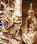 Hands On 3D Puzzle Kit For Adults And Teens Wood Music Box Mechanical Model Craft DIY Build Kit Made From Basswood Safe No Smell Easy To Assemble Great Gift For Men And Women Aged 14 Plus, wooden tower detail