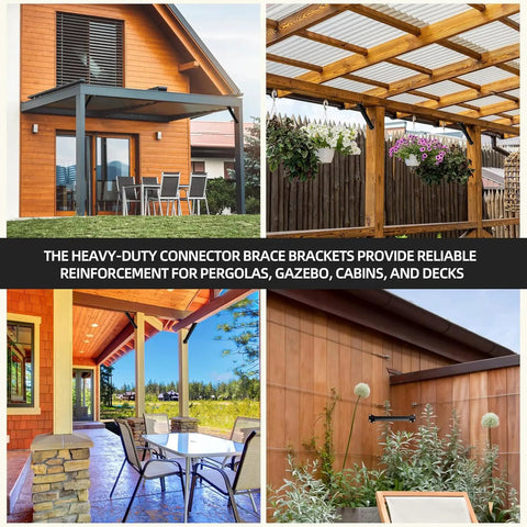 Beefy Heavy Duty 45 Degree Angle Bracket Set For Pergola Posts And Beams Wood Post Support Bracket Kit For Pergolas Gazebos Patios Tree Houses Includes Two Pieces