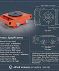 Four Piece Heavy Duty Machinery Skate Dolly With 360 Degree Rotation And PU Rollers For Moving Massive Industrial Equipment In Warehouse And Factory Settings, carbon steel, 8T