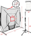 7X7 Baseball Practice Net Featuring Adjustable Strike Zone And Height Adjustable Tee For Backyard Ballers Offering No Sweat Assembly And Knockout Durability For Daily Swing Drills, showing dimensions and features.