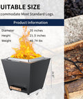 Portable 35 Inch Smokeless Fire Pit For Outdoors With Carry Handle Stainless Steel Pellet Fire Pit For Outside Wood Burning