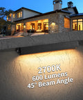 8 Pack 5W 12 Inch LED Hardscape Paver Lighting Kit, black light on outdoor wall, warm 2700K glow