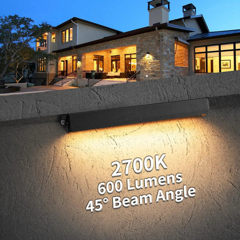 8 Pack 5W 12 Inch LED Hardscape Paver Lighting Kit, black light on outdoor wall, warm 2700K glow