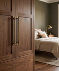 Antique Brass Zinc Alloy Cabinet Handle With Backplate 12.6 Inch Hole Center Pull on wood wardrobe in bedroom