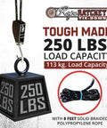 Three Eighth Inch Rope Tie Down Kit With 250 Lb Capacity Heavy Duty Block And Tackle Pulley System With Hooks And Adjustable Hanger