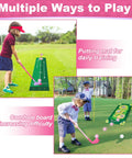 Children using Toddler Golf Set For Boys And Girls Ages 2 3 4 With Upgraded Kids Golf Cart, Putting Mat, And Cornhole Board