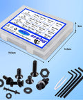 All In One Heavy Duty M2 M3 M4 M5 Bolts And Nuts Set With Washers And Spanner 1065 Pieces Including Countersunk And Flat Head Socket Screws For Home DIY Projects And Light Industrial Use Carbon Steel Black Finish