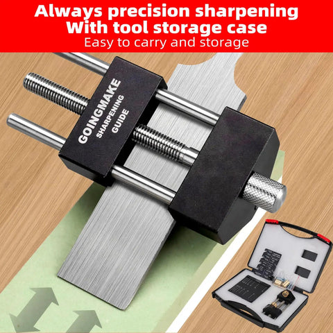 Versatile Honing Guide System for Chisels and Planes, Precision Sharpening Kit with adjustable fixture and storage case.