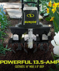 Corded Electric Garden Tiller And Cultivator With Steel Tines, 16 Inch Width And 13.5 Amp Motor Delivers 370 RPM In Use