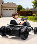 Child driving Ultra Powerful 24V Kids Go Kart With Dual 300W Motors, 9Ah Battery, outdoor ride on vehicle, white color