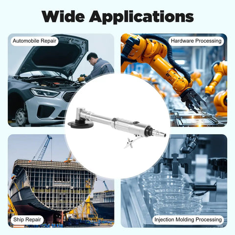 12.2 Inch Extended Reach Pneumatic Angle Grinder With 90 PSI Air Power And 25000 RPM for metalworking and ship repair applications