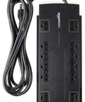 12 Outlet Power Strip Surge Protector With 4320 Joules Of Shielding 10 Foot Cord Black Finish Ultra Safe Overload Protection