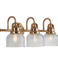 Brass Gold Sleek 25.25-Inch Modern Bathroom Vanity Light 3-Light LED Wall Sconce With Clear Glass Bell Shades For Mirror Hallway Kitchen ETL Listed LED Bulbs Included Lit