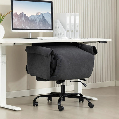 Executive Office Chair With Foot Rest For All Day Comfort, Comfy Reclining Swivel Desk Chair With High Back, Dark Gray Fabric under desk