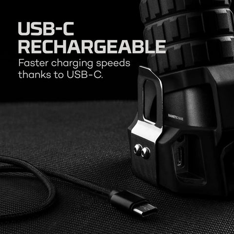 LuxTreme SL50 Spotlight With 450 Lumens Half Mile Beam Waterproof LED Flashlight Rechargeable USB-C port and cable