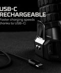 USB-C port of Beast Handheld Spotlight With 0.75 Mile Reach 780 Lumens And 362500 Cd Rugged Waterproof LED Flashlight