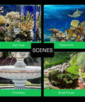 Image of fish tank, aquariums, fountain, and small pond, showing potential uses for Powerful Submersible Pump For Fish Tanks Ponds Aquariums And Hydroponics 850 GPH Flow 60W 110 120V 5ft Cord Four Nozzles Blue Ultra Quiet No Fuss Setup For Freshwater Systems.