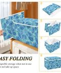 Sturdy Collapsible Storage Bin With Flip Top Lid And Easy Grip Handles For Bedroom Organization 300d Oxford Fabric Foldable Closet Box With Secure Velcro Closure, showing easy folding feature.