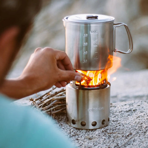 Lite Pot 900 Wood Burning Camp Stove Set With 900 Milliliter Pot, Portable Backpacking Go-To Stove For 1 To 2 People, 304 Stainless Steel