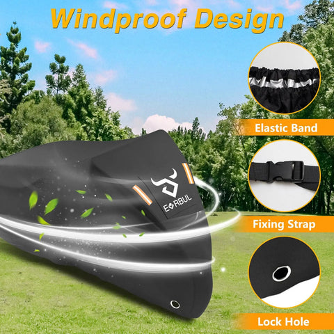 Beefy 420D Tricycle Cover For 29 Inch Adult Three Wheeled Bikes, 75L 30W 44H Outdoor Weatherproof Storage, Waterproof Electric Trike Shelter For Most 3 Wheeled Bicycles with elastic band and fixing strap