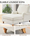 Chaise Lounge Chair With Adjustable Backrest Modern Cozy Chenille Upholstery Sleeper Bed With Rolled Arm For Indoor Use Beige