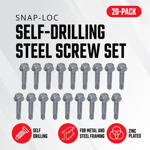 Heavy Duty E Track Self Drilling Screws Built Tough For Metal Framing Solid Zinc Plate Delivers Serious Knockout Grip One Quarter Inch By One Point Two Five Inches Hex Socket Washer Head Packs Twenty Pieces Pro Workhorse Gear