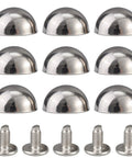 Top Shelf 20 Sets Heavy Duty Silver 15X8MM Dome Spikes And Screw Back Leather Studs With Installation Tool displayed on a flat surface.