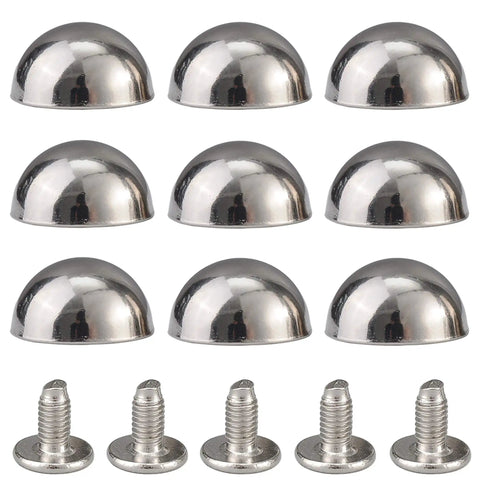 Top Shelf 20 Sets Heavy Duty Silver 15X8MM Dome Spikes And Screw Back Leather Studs With Installation Tool displayed on a flat surface.