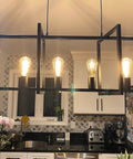 4 Light Modern Farmhouse Kitchen Island Chandelier Matte Black Industrial Pendant Lighting in kitchen