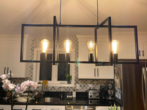 4 Light Modern Farmhouse Kitchen Island Chandelier Matte Black Industrial Pendant Lighting in kitchen