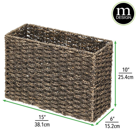 Rustic Farmhouse Woven Seagrass Toilet Paper Holder Basket Large 6 Roll Storage Organizer Black Wash Finish