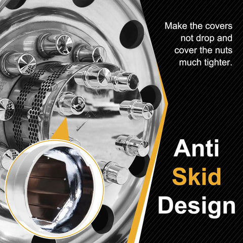 33mm Lug Nut Covers Bullet Flanged ABS Chrome Plastic Push On Nut Cover Caps For Semi Trucks 60 Pack Rust Resistant Finish