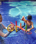Indoor And Outdoor Ring Toss Game For Kids And Grownups With 5 Poles 2 Bases 16 Soft Foam Rings In 4 Colors Score Markers Easy Setup