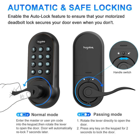 Automatic safe locking feature of Latchbolt Electronic Door Lock With Keypad And Handle Keyless Entry For Metal Doors Easy To Install High Security Aluminum Alloy Lock For Home And Office Anti Collision And Tamper Resistant Design